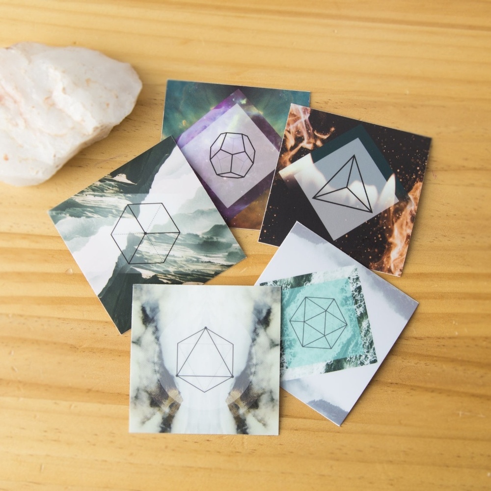 5 Platonic Solids Sacred Geometry Stickers